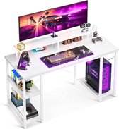 Computertafel met Monitorplank en Opbergvakken - CPU-standaard - Houten Bureau voor Thuiswerk - 128 cm - Walnootkleur