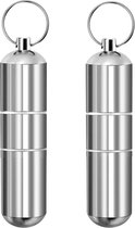 2 Stuks - Draagbare Aluminium Sigarettenhouder Set - Hoogwaardige Opslag Doosjes - Waterdichte Rond Sigarettenbox met Karabijnhaak voor Buitenreizen - 2 Stuks (12x2.5cm)