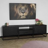 TV meubel industrieel Danae zwart visgraat duurzaam mangohout 180cm lengte mango