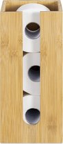 Smalle Bamboe Toiletrol Opslag - Staande Toiletpapier Tissue Houder Toren voor Badkamer - Opslag voor 3 Toiletrollen