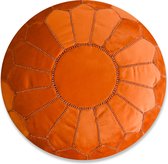 Velvet poef - Oranje - Ronde poef - Fluwelen poef - Handgemaakt en uniek - Gevuld geleverd - Ideaal voor je woon-, slaap- of kinderkamer