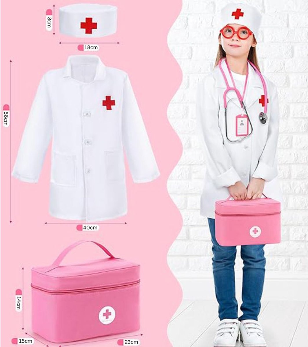 MKSS® Dokterset Speelgoed - Dierenarts Speelgoed - Dokterset met Doktersjas Kind - Kinderspeelgoed voor Jongens en Meisjes - Vanaf 2 Jaar geschikt voor 3, 4, 5 en Ouder - Roze — afbeelding 2
