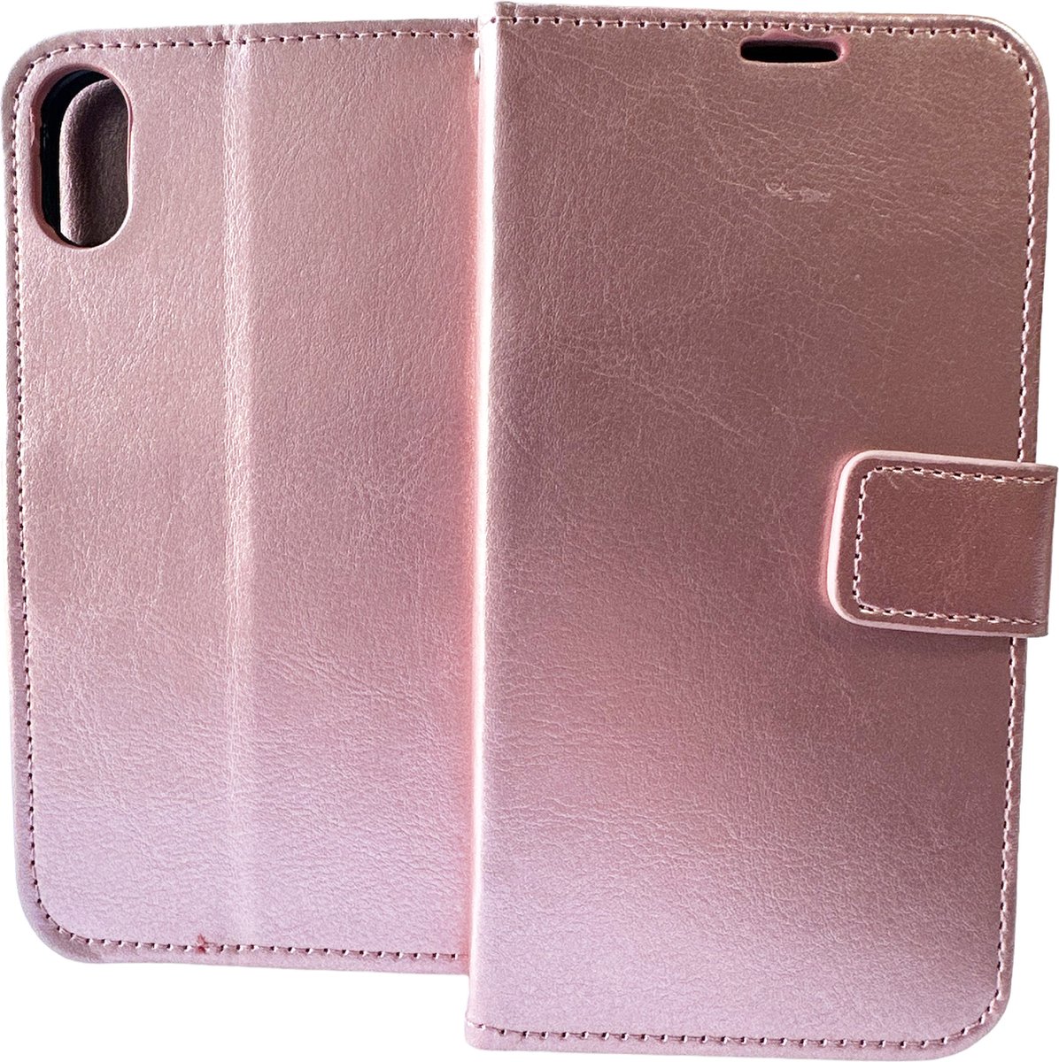 Bookcase Rosé Goud Geschikt voor: Apple iPhone XR- portemonnee hoesje - ZT Accessoires