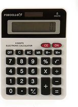 Pincello - Rekenmachine/calculator - wit - 10 x 14 cm - voor school of kantoor - Solar