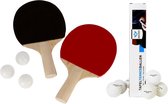 Tafeltennis setje - 2x bats en 9x ballen - hout/kunststof - 23 x 15 cm - pingpong - buiten/binnen sporten
