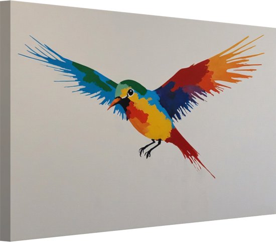 Kleurrijke vliegende vogel wanddecoratie - Vogel schilderijen - Schilderijen canvas Dieren - Klassiek schilderijen - Canvas schilderijen - Muur kunst 60x40 cm