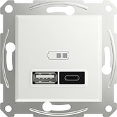 Schneider Electric Wandcontactdoos met USB Asfora Wit (glanzend) EPH2770421D