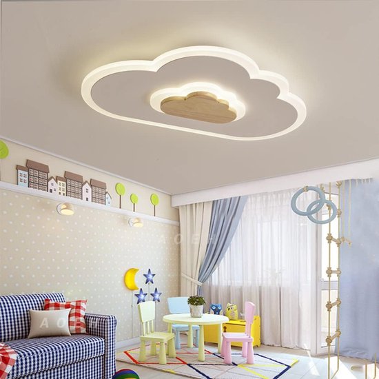 LuxiLamps - Wolken Plafondlamp - Dimbaar Met Afstandsbediening - Wit - Kinderkamer - Moderne lamp - Plafonnière - Babykamer Decoratielamp