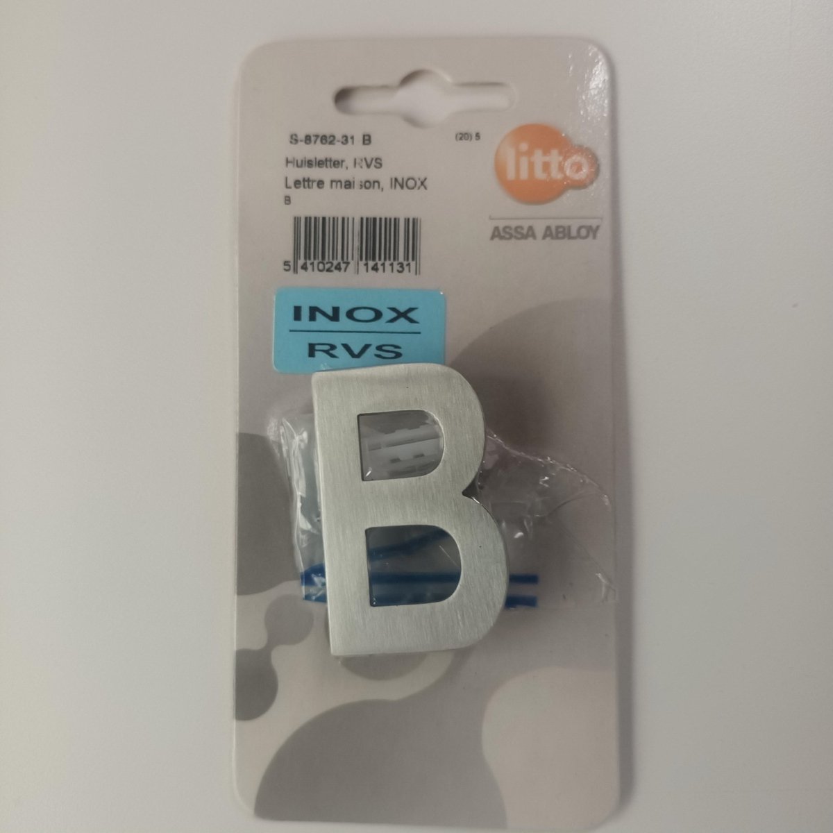 Huisnummer Nummer Inox RVS Letter B Litto Assa Abloy 50mm Onzichtbare Bevestiging