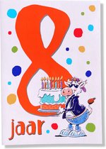 Hoera 8 Jaar! Luxe verjaardagskaart - 12x17cm - Gevouwen Wenskaart inclusief envelop - Leeftijdkaart