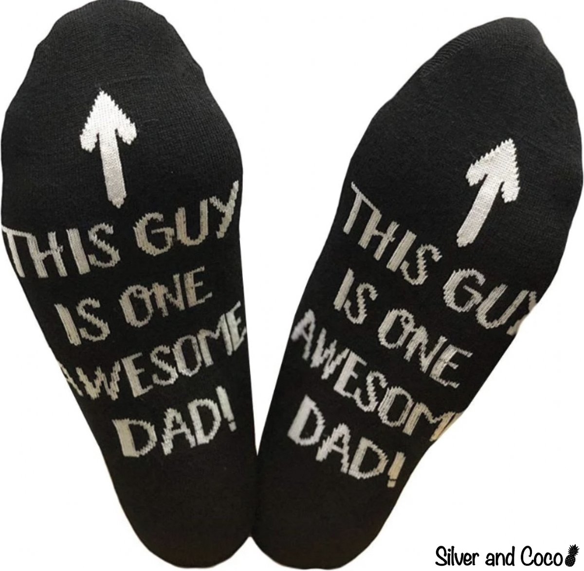SilverAndCoco - Awesome Dad Sokken / Gekke Vrolijke Foute Vaderdag Kleding / Leuke Grappige Dikke Warme Heren Socks / Verjaardag Geschenk accessoires Sok Outfit Katoen / Vader Papa Mannen Sinterklaas Schoen Kerst Cadeau met Tekst - Awesome Dad