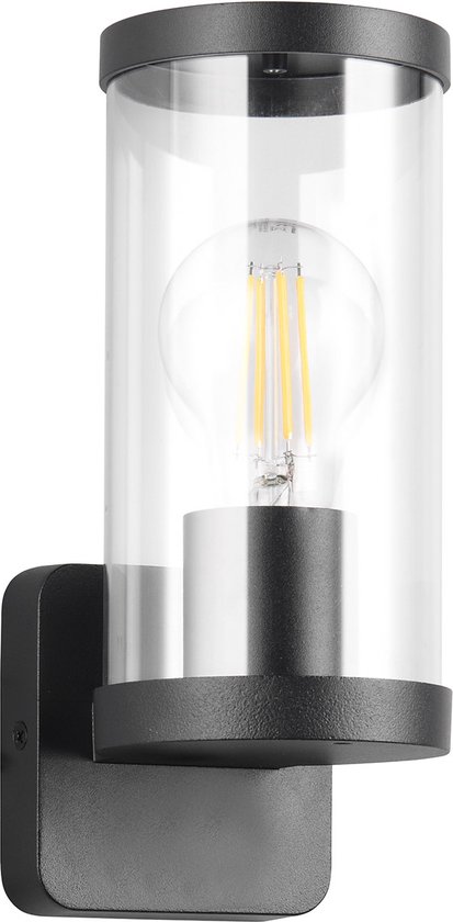 LED Tuinverlichting - Buitenlamp - Wandlamp - Torna Tino - E27 Fitting - Spatwaterdicht IP44 - Mat Zwart - Aluminium