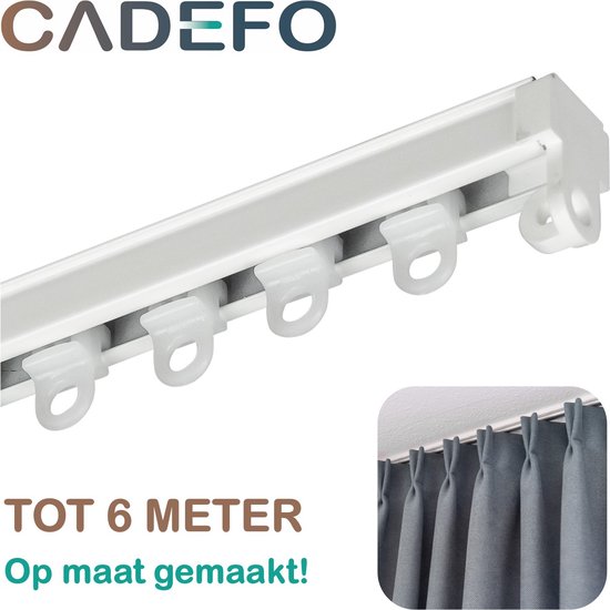 Foto: Cadefo gordijnrails 201 250 cm compleet op maat uit 1 stuk aluminium rail voor geplooide gordijnen leverbaar tot 6 meter plafondbevestiging lengte 210 cm