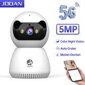 HDJ Camera 5G Wifi Home Babyfoon - Hoge Resolutie Nachtzicht Bewakingssysteem - Wit