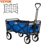 Vevor - Opvouwbare bolderkar - Vouwwagen - Winkelwagen - Opvouwbaar - Camping Wagen - 80KG Laadvermogen - Blauw/Grijs