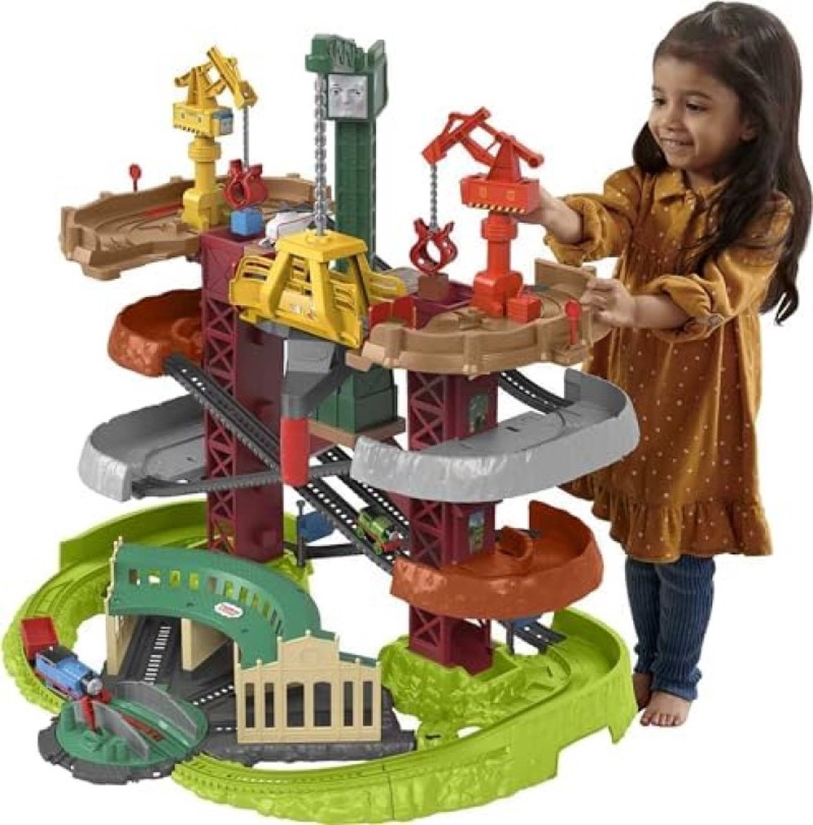 Thomas en zijn vrienden Multi-Level Treinset met Thomas en Percy Treinen plus Harold en 3 Kranen Super Tower GXH09
