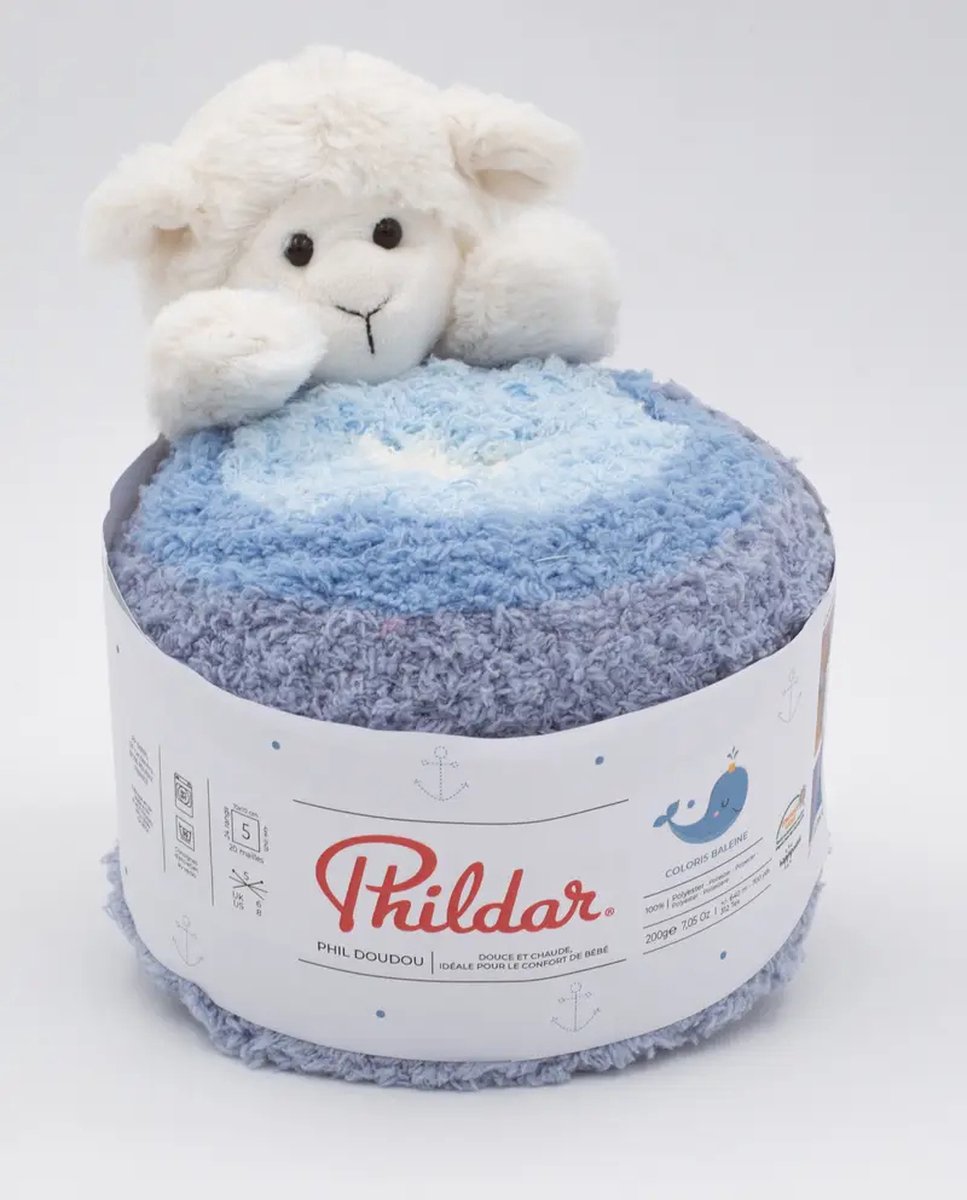 Phildar - Doudou - Superzachte garen voor baby met knuffeltje - Kleur: Baleine