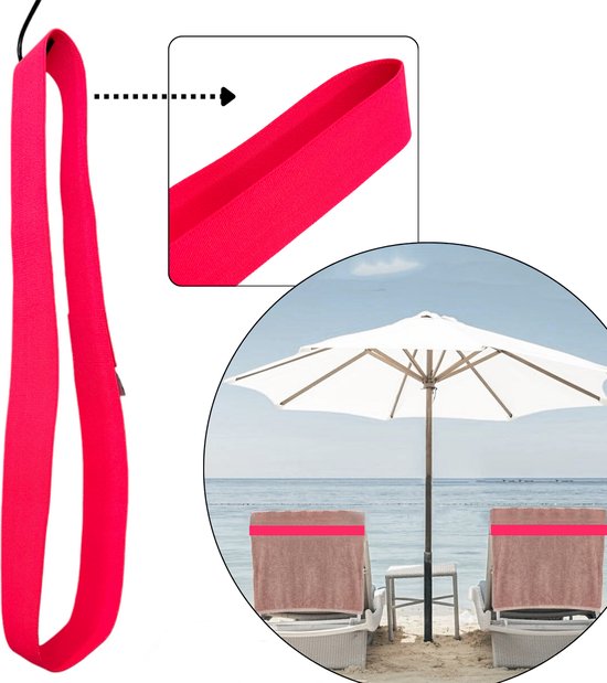 Bande élastique pour serviette de plage - couleur : Rose Fluo - élastique - extensible de 45 à 70 cm / bande élastique pour chaise longue - sangle pour serviette de plage