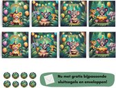 Verjaardagskaarten - Wenskaarten - Kinderverjaardag - Eigen design en print - Inclusief enveloppen & sluitzegels - Dubbele kaarten - 14,8 x 14,8 cm
