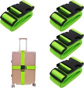 Reisriem voor bagage, 4 stuks 70,9" (6ft) x 2" bagageriemen Verstelbare zware bagageriem Kofferriem Reisriem voor bagage Vastbindriemen voor rugzak, sliptas, vracht (groen)