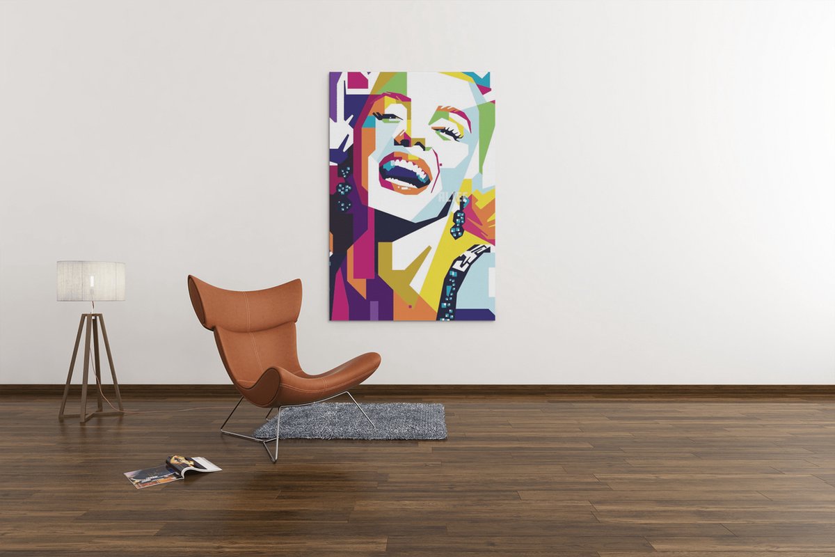 Trendex Global Canvas Schilderij - Bekende Persoon - Marilyn Monroe - Wanddecoratie - Abstract - 120x80 cm Kleurrijk