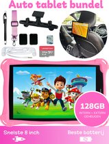 Bosstony® Kindertablet vanaf 3 jaar - Ouderlijk Toezicht - Auto bundel - Incl 1x Screenprotector - Full HD Scherm - Kindertablet 8 inch - 4 GB Ram - 2.0GHz processor - 128Gb geheugen - Tablet Kinderen - Roze