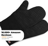 Gants de four en Siliconen Premium - Extra Grip - 2 pièces - Gants de four - Résistants à la chaleur jusqu'à 250 °C - Zwart