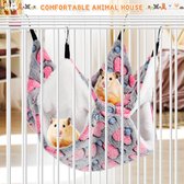 Hangmat voor kleine huisdieren, 34 x 34 cm, 2 lagen, slaapplaatsen voor kleine dieren, zacht, om op te hangen, voor cavia's, fretten, ratten, suiker, chinchilla, roze