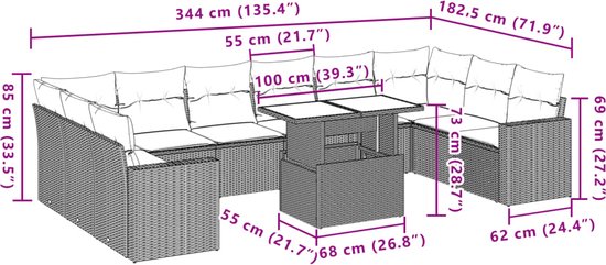 vidaXL-11-delige-Loungeset-met-kussens-poly-rattan-grijs