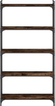 vidaXL - Boekenkast - 5-laags - 80x30x154 - cm - bewerkt - hout - gerookt - eikenkleur