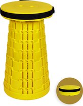 Alora opvouwbare kruk extra strong vol geel - telescopische kruk - 250 kg - inklapbare kruk - draagbaar - kampeerstoel - opstapkrukje