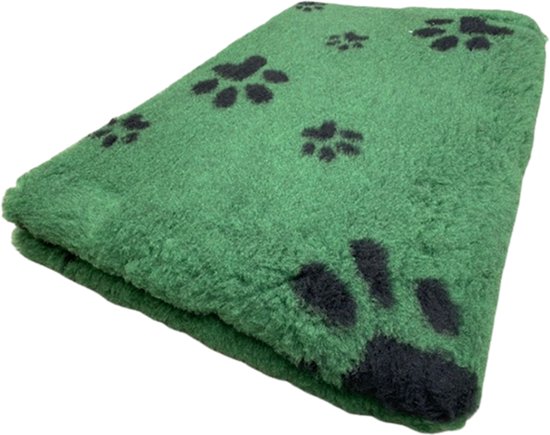 Vetbed Dierenmat Hondendeken Groen met Zwarte Voetprint Latex Anti Slip 100x75cm