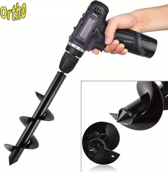 Ortho® - Grondboor voor boormachine - ø10x60 cm - Bollenboor - Zwart - Eenvoudig in gebruik - Compacte handgrondboor Groot van Ortho® — afbeelding 2