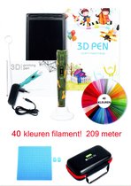 G G 1989-3D pen set -SUPER-Groen- 209 meter filament-40 kleuren-sjablonenboek met 40 bladzijden-tekenmat met vingerbeschermers- pen case