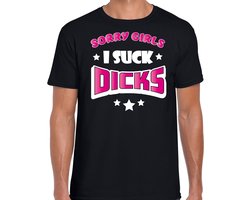 Bellatio Decorations Gay Pride T-shirt voor heren - sorry girls i suck dicks - zwart/roze - LHBTI M
