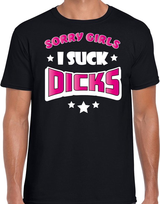 T-shirt Gay Pride Bellatio Decorations pour homme - Désolé les filles, je suce des bites - noir/rose - LGBT M