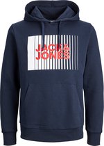 JACK & JONES Corp logo sweat hood play regular fit - heren hoodie katoenmengsel met capuchon - blauw - Maat: M