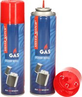 Humbert Aansteker gas/butaan gasfles - 2x - 250 ml - voor kooktoestellen/aanstekers