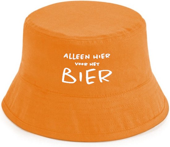 Alleen hier voor het bier rustaagh hoedje oranje - bucket hat - vissershoedje - EK accessoires - EK artikelen - EK hoedje - EK 2024 - Nederlands Elftal