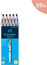 10x Balpen Schneider Take 4 wit/licht blauw