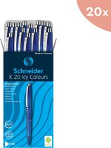 25x stylo à bille Schneider K20 Icy Colors bleu