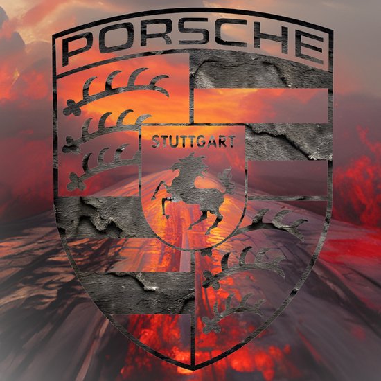 Porsche - logo - crest – 80 x80 cm - wanddecoratie - schilderij - poster - giclée - fine art