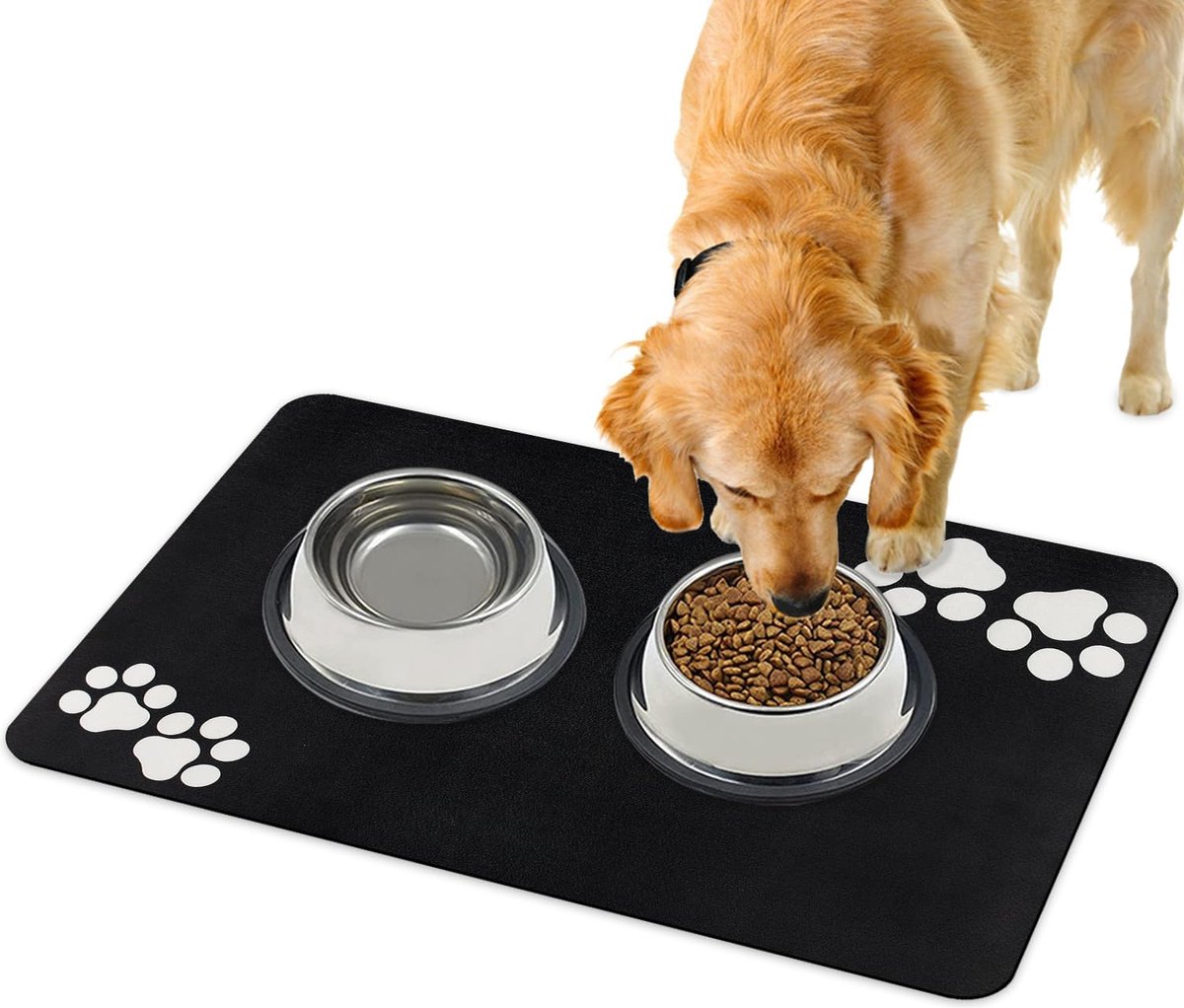 2-delige set voerbakmat voor honden en katten, waterdichte en antislip