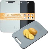 Snijplank kunststof, 4-delige snijplankset met doe-het-zelf stickers, Easy Grip handgrepen, antibacterieel, vaatwasmachinebestendig, voor vis/groenten/fruit/vlees