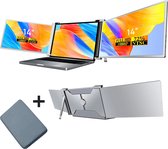K&G Portable Monitor Pro 2024 - Full HD - 14" / 17,3" - Tri-Screen - Extension d'écran pour ordinateur portable - Étui de protection et Câbles inclus - Grijs