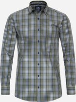 Redmond comfort fit overhemd - popeline - groen geruit - Strijkvriendelijk - Boordmaat: 49/50