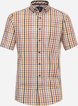 Redmond comfort fit overhemd - korte mouw - popeline - geel geruit - Strijkvriendelijk - Boordmaat: 37/38
