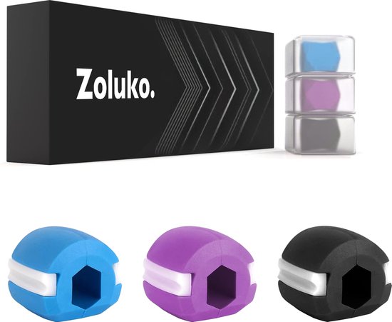 Foto: Zoluko professionele kaaklijn trainer set incl ketting en opbergdoosjes 3 niveaus kaaktrainer mannen en vrouwen kaak trainer jawline trainer jaw trainer onderkin trainer onderkin afslanker