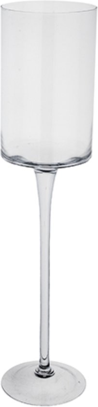 Decoratieve vaas op voet in transparant glas H70