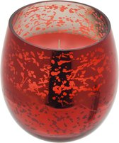 Geurkaars in rood iriserend effectglas H19